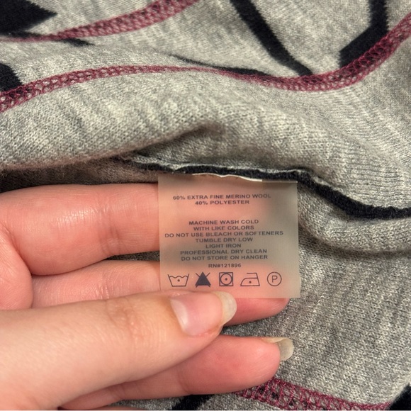 Title Nine Merino Wool Blend Half Zip Sweater Black White Gray Purple Small - Picture 5 of 7